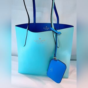 NWOT KATE SPADE New York Ava Reversible Leather Tote, 
K6052, Fountain Blue/Aqua